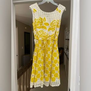 Sleeveless, belted flower print dress from Dressbarn